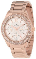  Shop Authentic Bulova Crystal Silver Dial Rose Gold Steel Strap Watch for Women - 97N101 - Luxxuri