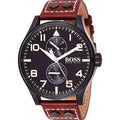  Shop Authentic Hugo Boss Aeroliner Maxx Black Dial Brown Leather Strap Watch For Men - 1513079 - Luxxuri