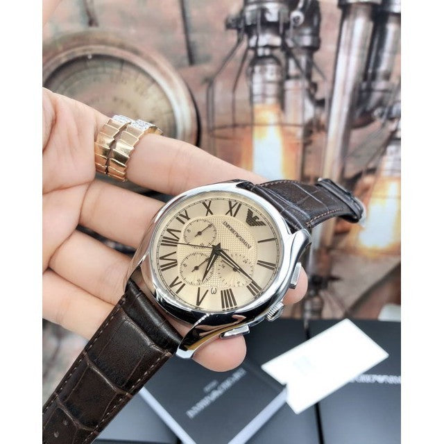  Shop Authentic Emporio Armani Valente Chronograph Brown Dial Brown Leather Strap Watch For Men - AR1785 - Luxxuri