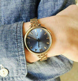  Shop Authentic Marc Jacobs Sally Blue Dial Gold Steel Strap Watch for Women - MBM3366 - Luxxuri