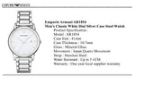  Shop Authentic Emporio Armani Classic Luigi Quartz Silver Dial Silver Steel Strap Watch For Men - AR1854 - Luxxuri