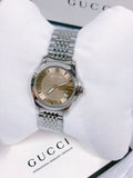  Shop Authentic Gucci G Timeless Brown Dial Silver Steel Strap Watch For Women - YA126503 - Luxxuri
