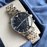  Shop Authentic Emporio Armani Gianni Chronograph Blue Dial Silver Steel Strap Watch For Men - AR1648 - Luxxuri