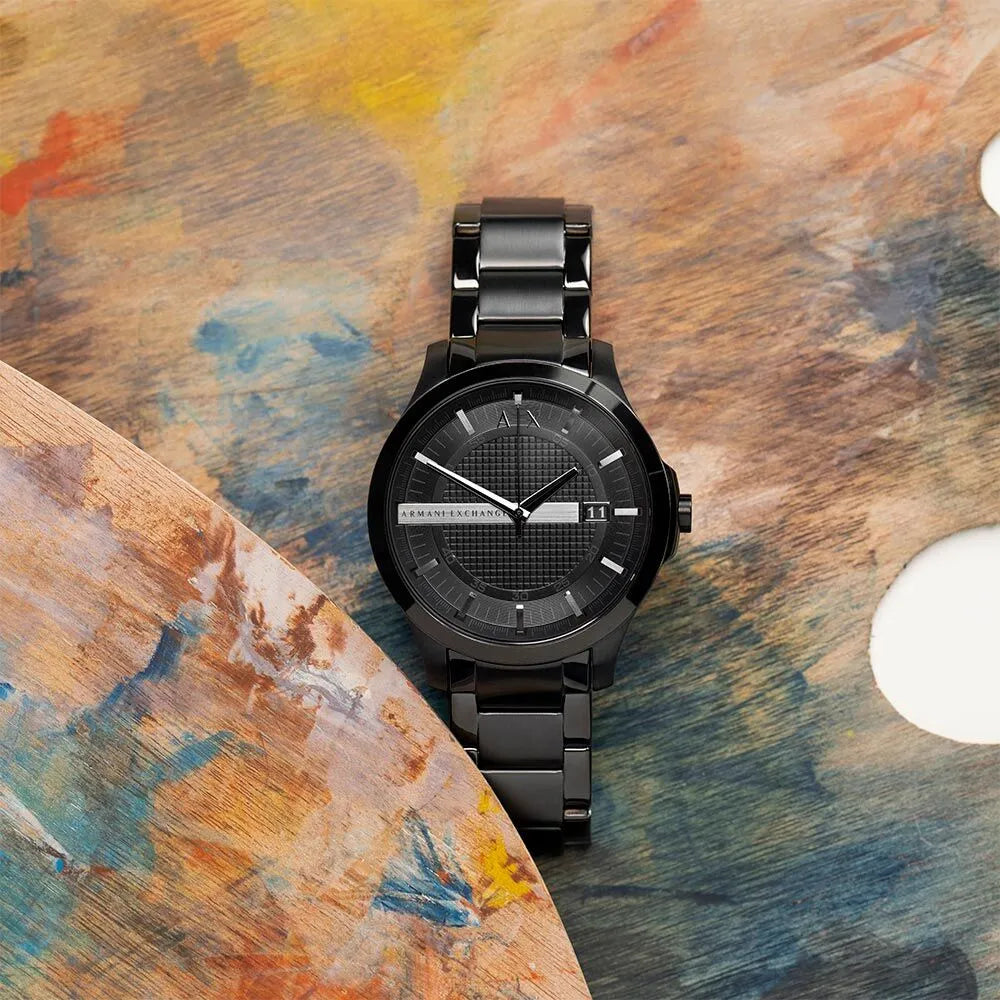  Shop Authentic Armani Exchange Hampton Black Dial Black Steel Strap Watch For Men - AX7101 - Luxxuri