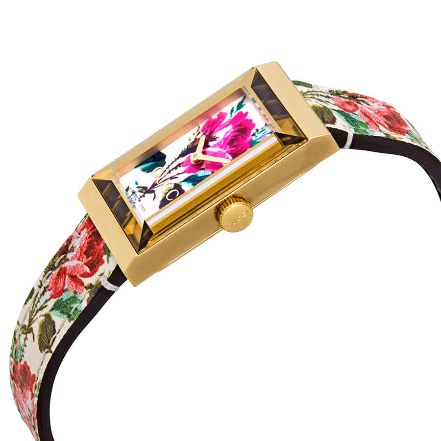  Shop Authentic Gucci G-Frame Floral Mother of Pearl Dial White Leather Strap Watch For Women - YA147406 - Luxxuri