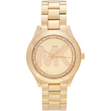  Shop Authentic Michael Kors Slim Runway Gold Dial Gold Steel Strap Watch for Women - MK3477 - Luxxuri