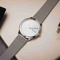  Shop Authentic Calvin Klein Minimal SIlver Dial Silver Mesh Bracelet Watch for Women - K3M221Y6 - Luxxuri