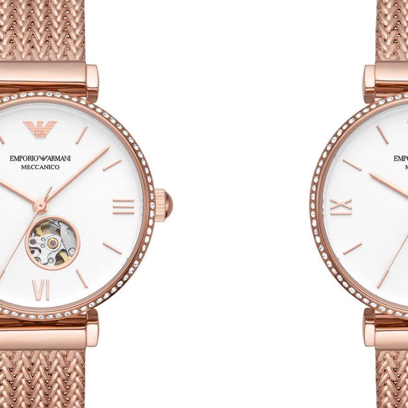  Shop Authentic Emporio Armani Meccanico Automatic White Dial Rose Gold Mesh Strap Watch For Women - AR60063 - Luxxuri