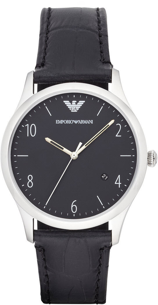  Shop Authentic Emporio Armani Classic Quartz Black Dial Black Leather Strap Watch For Men - AR1865 - Luxxuri