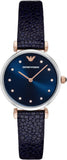  Shop Authentic Emporio Armani Gianni T Bar Analog Blue Dial Black Leather Strap Watch For Women - AR1989 - Luxxuri
