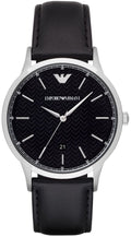  Shop Authentic Emporio Armani Renato Analog Black Dial Black Leather Strap Watch For Men - AR8035 - Luxxuri