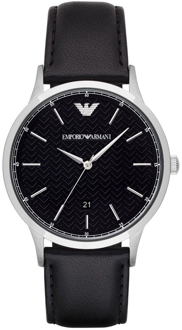  Shop Authentic Emporio Armani Renato Analog Black Dial Black Leather Strap Watch For Men - AR8035 - Luxxuri
