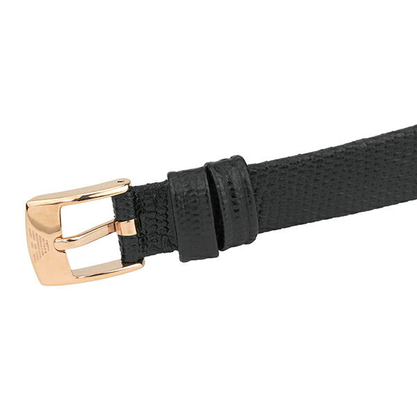 Emporio Armani Gianni T Bar Quartz White Dial Black Leather Strap Watch For Women - AR11408