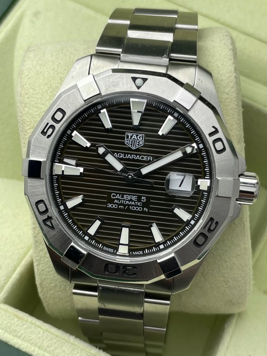  Shop Authentic Tag Heuer Aquaracer Calibre 5 Automatic Sunray Brown Dial Silver Steel Strap Watch for Men - WAY2018.BA0927 - Luxxuri