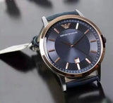  Shop Authentic Emporio Armani Renato Analog Blue Dial Black Leather Strap Watch For Men - AR2506 - Luxxuri
