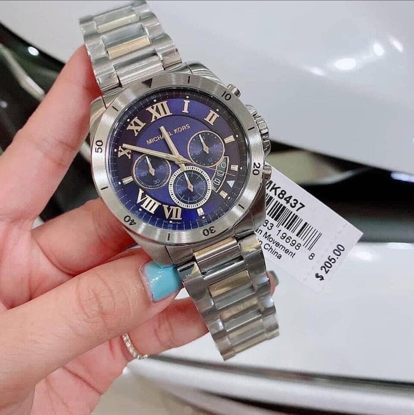  Shop Authentic Michael Kors Brecken Chronograph Blue Dial Two Tone Steel Strap Watch For Men - MK8437 - Luxxuri