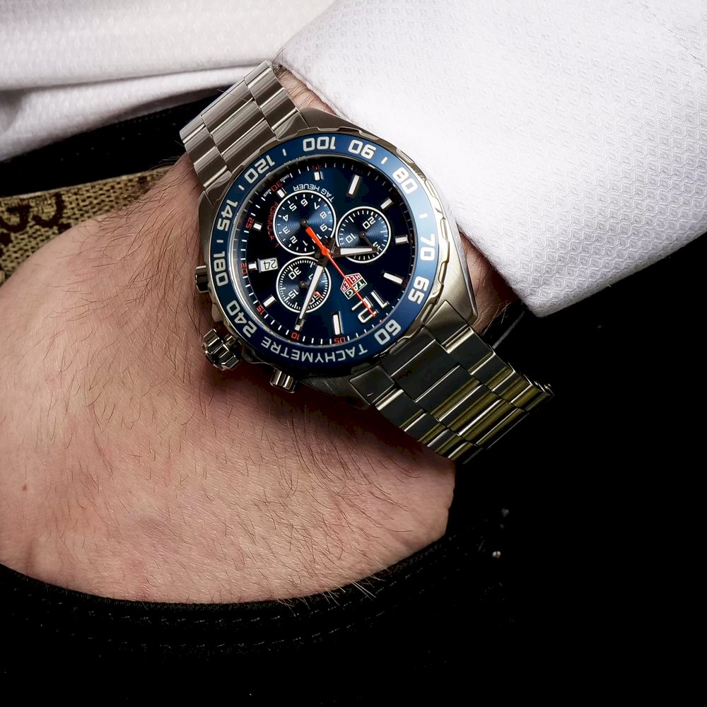  Shop Authentic Tag Heuer Formula 1 Chronograph Blue Dial Silver Steel Strap Watch for Men - CAZ1014.BA0842 - Luxxuri