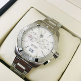  Shop Authentic Tag Heuer Aquaracer Chronograph White Dial Silver Steel Strap Watch for Men - WAY111Y.BA0928 - Luxxuri