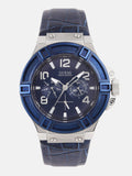  Shop Authentic Guess Rigor Multifunction Chronograph Blue Dial Blue Leather Strap Watch For Men - W0040G7 - Luxxuri