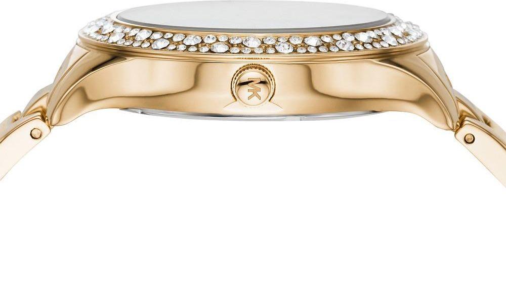  Shop Authentic Michael Kors Liliane Mother of Pearl White Dial Gold Steel Strap Watch For Women - MK4555 - Luxxuri