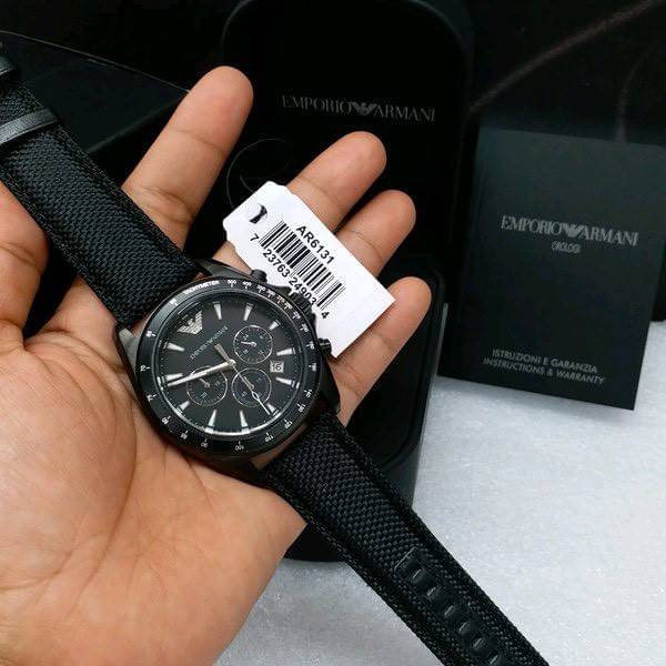  Shop Authentic Emporio Armani Sigma Chronograph Black Dial Black Leather Strap Watch For Men - AR6131 - Luxxuri