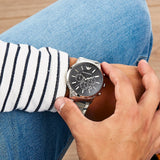  Shop Authentic Emporio Armani Sportivo Chronograph Black Dial Silver Steel Strap Watch For Men - AR2460 - Luxxuri