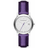  Shop Authentic Burberry The City Silver Dial Purple Leather Strap Watch for Women - BU9122 - Luxxuri