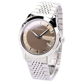  Shop Authentic Gucci G Timeless Brown Dial Silver Steel Strap Watch For Men - YA126406 - Luxxuri