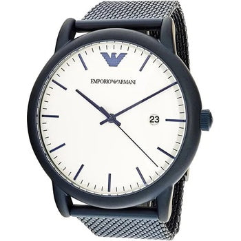  Shop Authentic Emporio Armani Luigi Quartz White Dial Blue Mesh Bracelet Watch For Men - AR11025 - Luxxuri