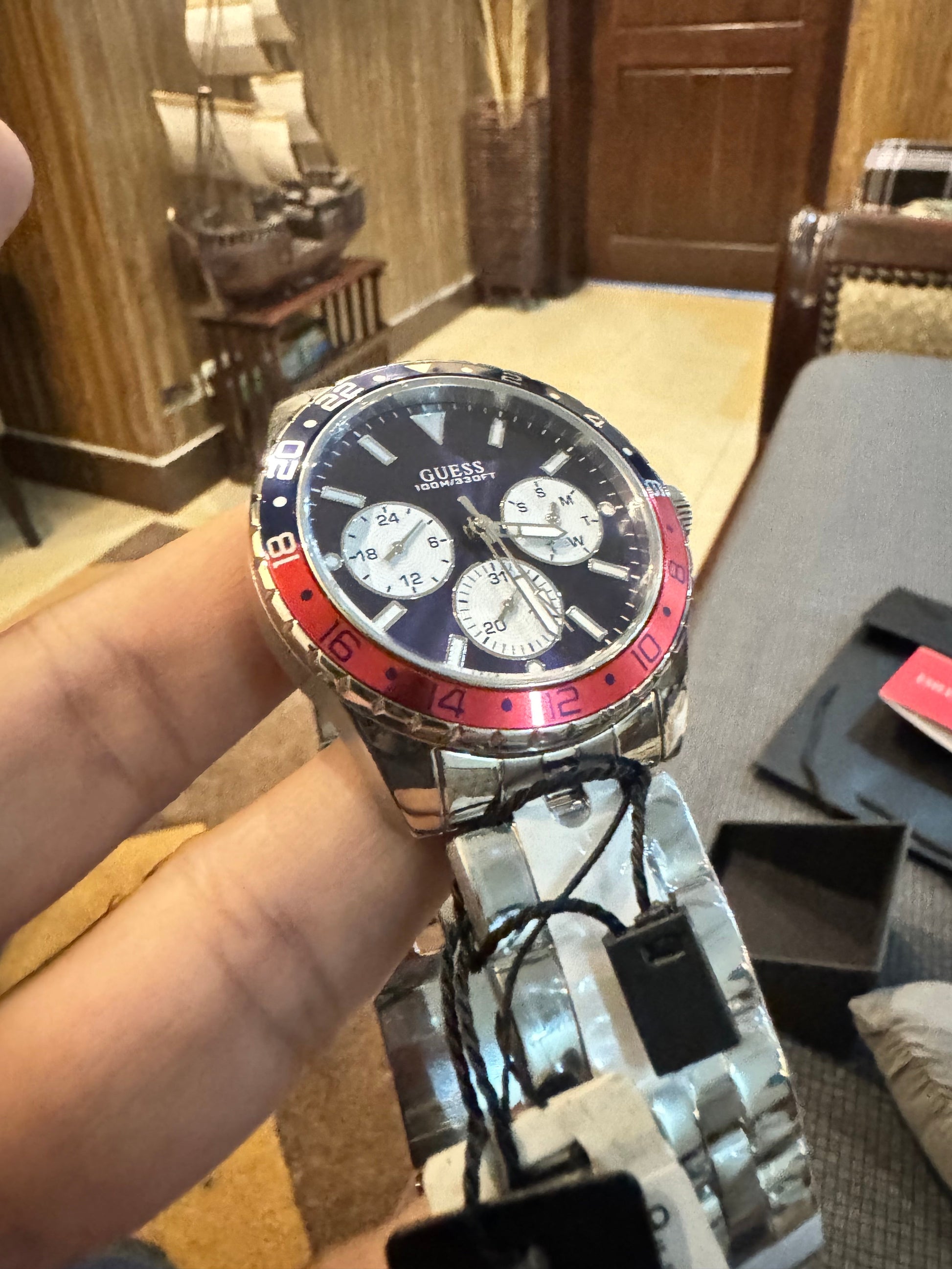  Shop Authentic Guess Odyssey Multifunction Blue Dial Silver Steel Strap Watch For Men - W1107G2 - Luxxuri