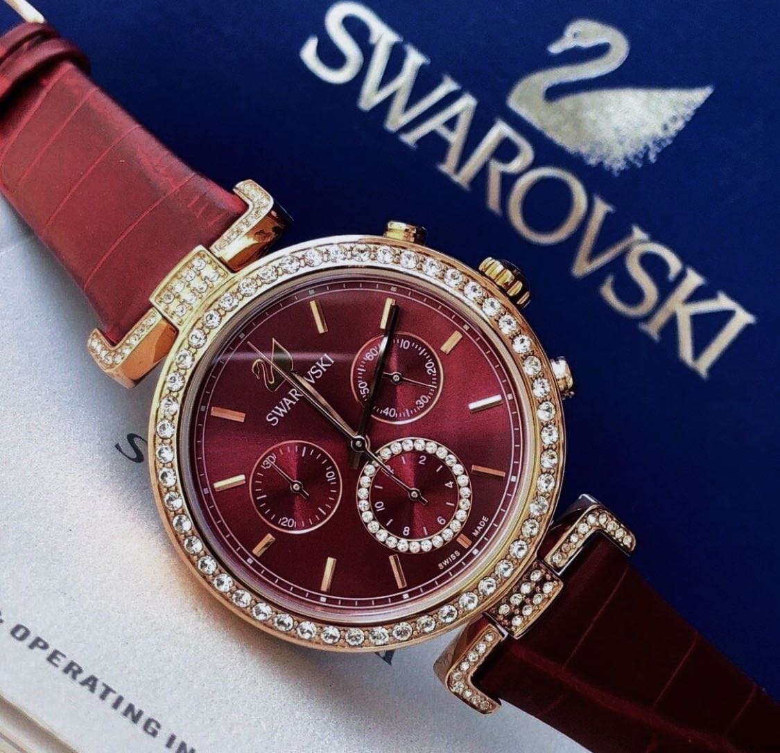  Shop Authentic Swarovski Era Journey Red Dial Red Leather Strap Watch for Women - 5416701 - Luxxuri