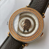  Shop Authentic Versace V Metal Icon Quartz Silver Dial Brown Leather Strap Watch For Men - VQL010015 - Luxxuri