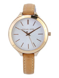  Shop Authentic Michael Kors Runway Slim Quartz White Dial Beige Leather Strap Watch For Women - MK2284 - Luxxuri