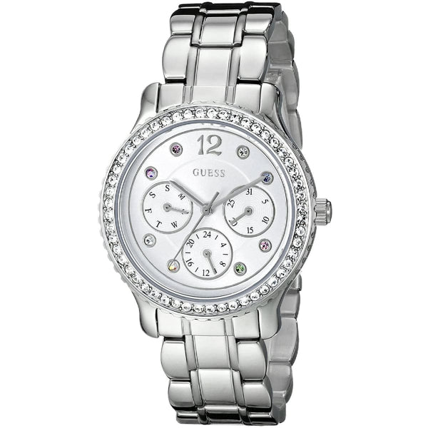  Shop Authentic Guess Enchanting Diamonds Silver Dial Silver Steel Strap Watch for Women - W0305L1 - Luxxuri