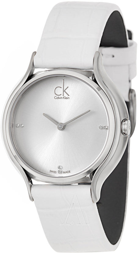  Shop Authentic Calvin Klein Skirt White Dial White Leather Strap Watch for Women - K2U231KW - Luxxuri