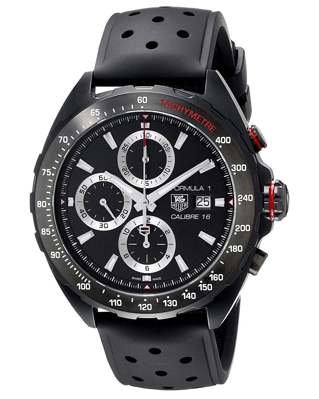  Shop Authentic Tag Heuer Formula 1 Automatic Chronograph Black Dial Black Leather Strap Watch for Men - CAZ2011.FT8024 - Luxxuri