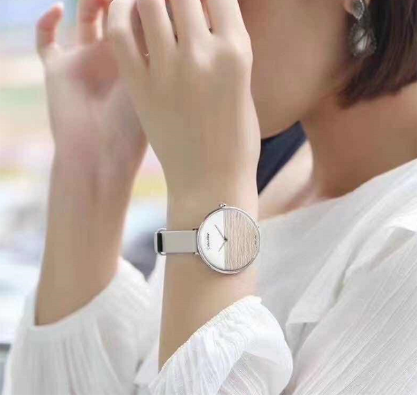  Shop Authentic Calvin Klein Rise White Dial White Leather Strap Watch for Women - K7A236LH - Luxxuri