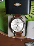  Shop Authentic Fossil The Commuter White Dial Brown Leather Strap Watch for Men - FS5275 - Luxxuri