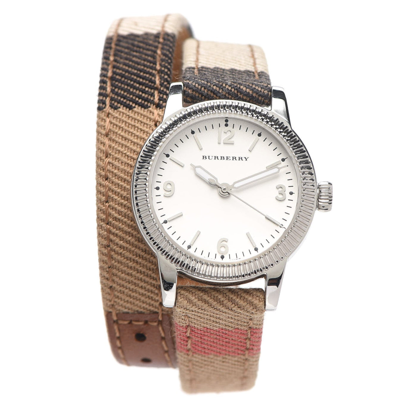  Shop Authentic Burberry Utilitarian White Dial Multicolor Leather Strap Watch for Women - BU7849 - Luxxuri