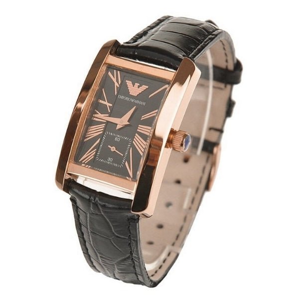  Shop Authentic Emporio Armani Classic Black & Rose Gold Dial Black Leather Strap Watch For Men - AR0168 - Luxxuri