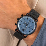  Shop Authentic Emporio Armani Aviator Chronograph Blue Dial Black Mesh Bracelet Watch For Men - AR11201 - Luxxuri