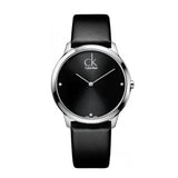 Shop Authentic Calvin Klein Minimal Diamonds Black Dial Black Leather Strap Watch for Men - K3M211CS - Luxxuri