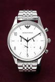  Shop Authentic Emporio Armani Classic Chronograph Silver Dial Silver Steel Strap Watch For Men - AR1879 - Luxxuri