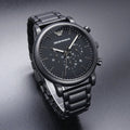  Shop Authentic Emporio Armani Luigi Chronograph Black Dial Black Steep Strap Watch For Men - AR11045 - Luxxuri