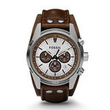 Shop Authentic Fossil Coachman Chronograph Silver Dial Brown Leather Strap Watch for Men - CH2565 - Luxxuri