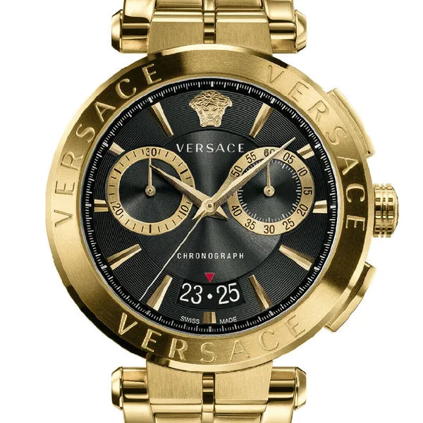 Shop Authentic Versace Aion Chronograph Black Dial Gold Steel Strap Watch For Men - VE1D01721 - Luxxuri