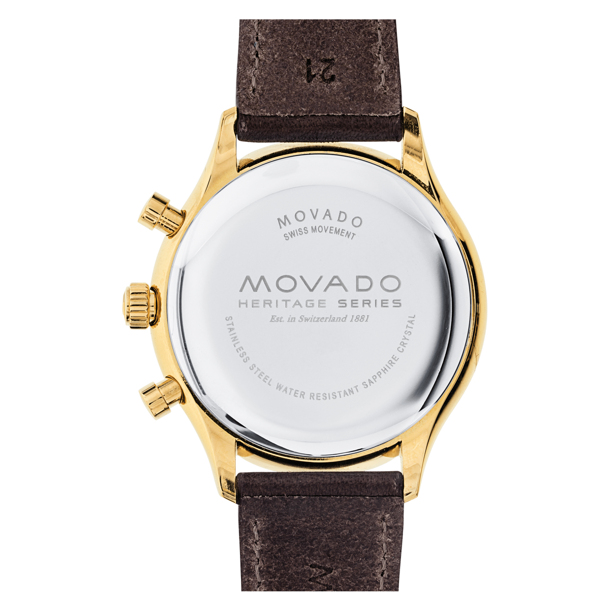 Movado Heritage Chronograph Green Dial Brown Leather Strap Watch For Men - 3650062