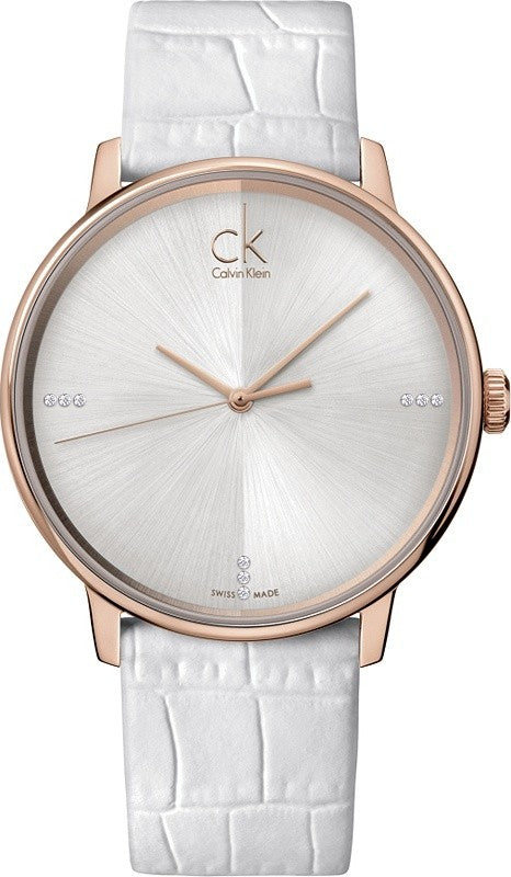  Shop Authentic Calvin Klein Accent White Dial White Leather Strap Watch for Men - K2Y2X6KW - Luxxuri