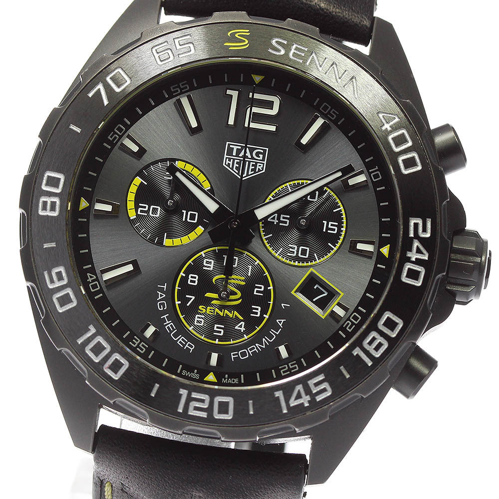  Shop Authentic Tag Heuer Formula 1 Chronograph Senna Black Dial Black Leather Strap Watch for Men - CAZ101AJ.FC6487 - Luxxuri