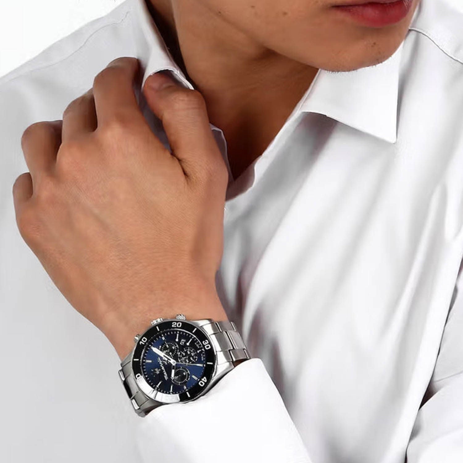  Shop Authentic Maserati Competizione Chronograph Blue Dial Silver Steel Strap Watch For Men - R8873600009 - Luxxuri